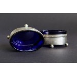 Pair of silver salt cellars with cobalt inserts, Denmark, Copenhagen, 1811