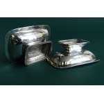 Pair of silver salt shakers complete with silver spoons, Berlin, 1838 - 61