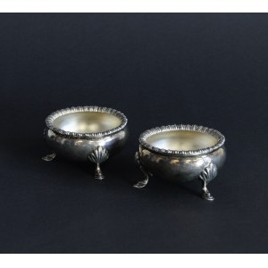 Pair of silver salt cellars, London, England, 1795-1796