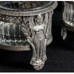 Pair of silver salt cellars with glass inserts, France, 19th century (after 1880).