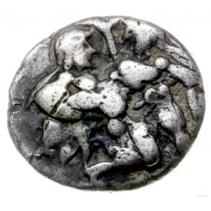 drachma (1/3 statera), ok. 500-480 pne; Aw: Satyr trzym...