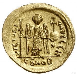 solidus 527-537, Konstantynopol; Aw: Popiersie na wpros...