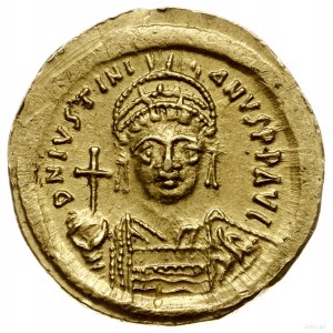 solidus 542-565, Konstantynopol; Aw: Popiersie na wpros...