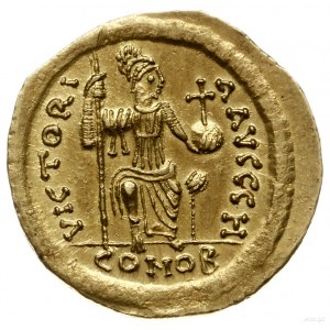 solidus 567-578, Konstantynopol; Aw: Popiersie cesarza ...