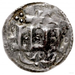półbrakteat, ok. 940-960 r., Hedeby; Aw: Zbarbaryzowany...
