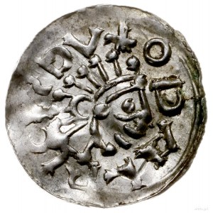 denar 1012-1034, mennica Praga; Aw: Popiersie w prawo, ...