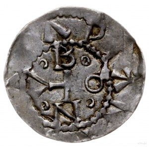 denar 1014-1024; Aw: Popiersie z bujną fryzurą w lewo, ...