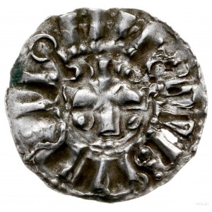 denar ok. 1002-1015; Aw: Kulka w obwódce; Rw: Krzyż z k...