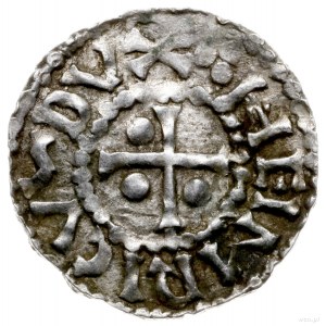 denar 948-955, mincerz Cuni; Krzyż z trzema kulkami w k...