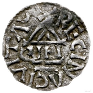 denar 948-955, mincerz Cuni; Krzyż z trzema kulkami w k...