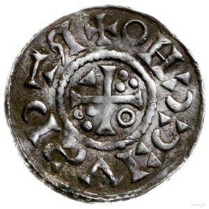 denar 1009-1024, mincerz Ag; Popiersie króla w prawo / ...