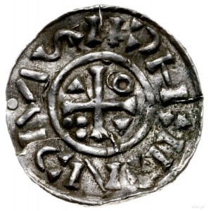 denar 1002-1009, mincerz Theuda; Krzyż z kółkiem, dwoma...