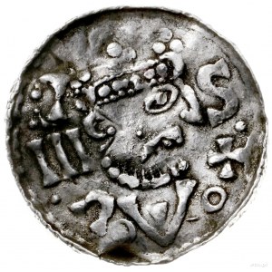 denar 1009-1024; Popiersie króla w prawo / Krzyż z dwom...
