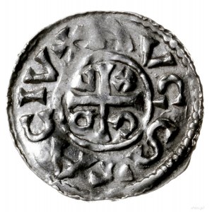denar 1024-1039; Popiersie króla w prawo / Krzyż z lite...