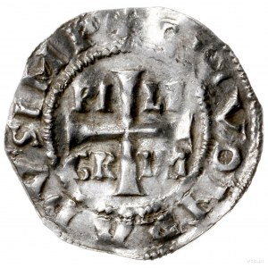 denar 1024-1036; Aw: Krzyż, w kątach PI-LI-GR-IM, wokoł...