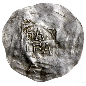 denar (półbrakteat) 999-1025; Aw: Krzyż z łukami w kąta...