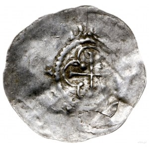 denar (półbrakteat) 999-1025; Aw: Krzyż z łukami w kąta...