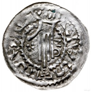 denar 1002-1024; Aw: Głowa króla w koronie w prawo; Rw:...