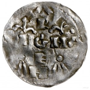 denar 1024-1039; Aw: Popiersie króla w lewo; Rw: Napis ...