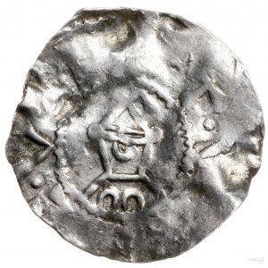 denar 1012-1030; Aw: Krzyż, fragmenty napisu DVX ERNEST...