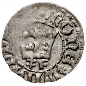 półgrosz koronny z lat 1416-1422; pod koroną ‡F, MONETA...