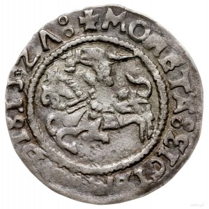 półgrosz 1527, Wilno; tytulatura po obu stronach monety...