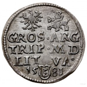 trojak 1581, Wilno; nominał III w okrągłym kartuszu u d...
