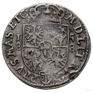 trojak 1588, Olkusz; Aw: Popiersie króla z małą głową i...