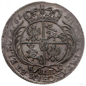 dwuzłotówka (8 groszy) 1761, Lipsk; masywne popiersie k...