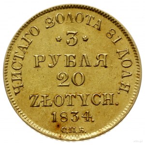 3 ruble = 20 złotych 1834 П-Д / СПБ, Petersburg; Bitkin...