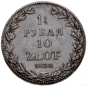 1 1/2 rubla = 10 złotych 1838 MW, Warszawa; Bitkin 1134...