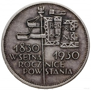 5 zlotych 1930, Warszawa; Sztandar - 100. rocznica Pows...