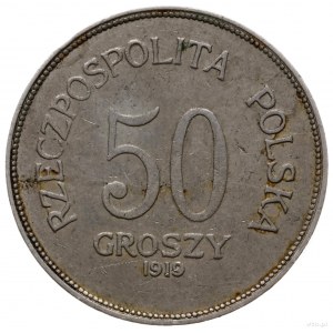 50 groszy 1919, Birmingham; odmiana z małym Orłem, bez ...