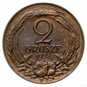 2 grosze 1923, Warszawa; nominał po obu stronach monety...