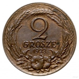 2 grosze 1923, Warszawa; nominał po obu stronach monety...