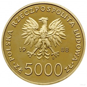 5.000 złotych 1988, Warszawa; Jan Paweł II - X lat pont...