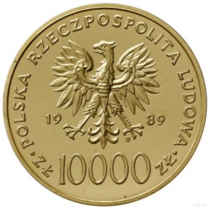 10.000 złotych 1989, Warszawa; Jan Paweł II /popiersie ...