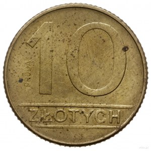 10 złotych 1989, Warszawa; Nominał 10, bez napisu PRÓBA...