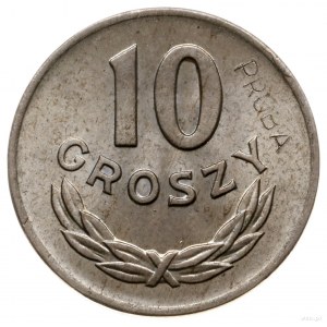 10 groszy 1949, Warszawa; Nominał 10, wklęsły napis PRÓ...