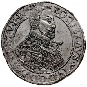 talar 1633, Szczecin; Aw: Popiersie w prawo, wokoło BOG...