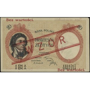 20 złotych 15.07.1924, czerwony nadruk Bez wartości / W...