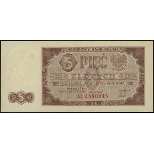 5 złotych 1.07.1948, seria AA, numeracja 4480915; Lucow...