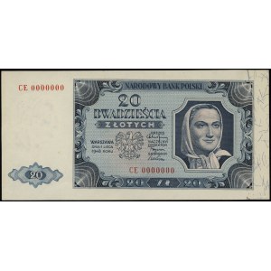 20 złotych 1.07.1948; seria CE 0000000, bez nadruku WZÓ...