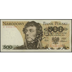500 złotych 16.12.1974, seria Z, numeracja 0000151; bez...