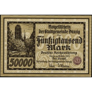 50.000 marek 20.03.1923, druk brązowy, numeracja 240162...
