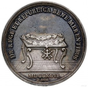 medal sygnowany H F Wermuth wybity w 1746 r. z okazji ś...