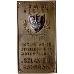 plakieta z zawodów strzeleckich w Kielcach 8/08/1936; O...