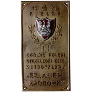 plakieta z zawodów strzeleckich w Kielcach 8/08/1936; O...