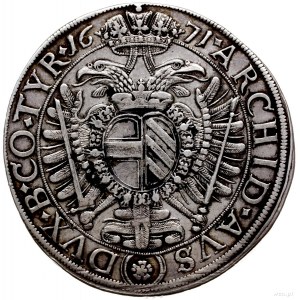 talar 1671, Wiedeń; Aw: Popiersie w prawo, wokoło napis...