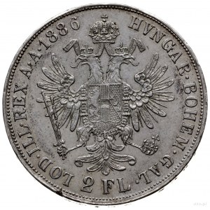 2 floreny 1886, Wiedeń; Dav. 27, Herinek 515; srebro 24...